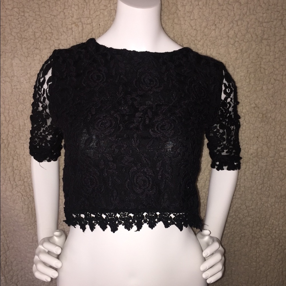 Forever21 Black Laced Crop Top